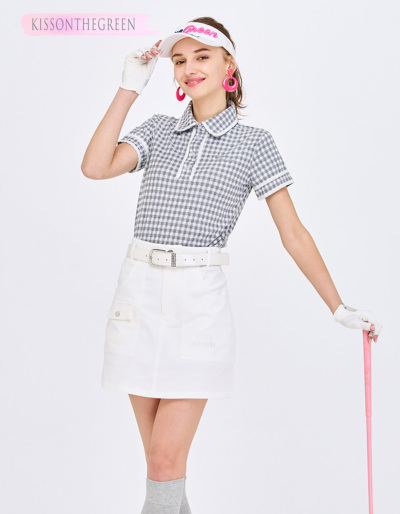 ゴルフ 半袖 シャツ ギンガム チェック 半袖トップス / ギンガム