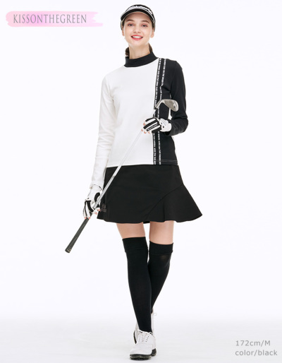 ゴルフ スカート 丈長め 無地 定番スカート / 裾ヘムフレア台形