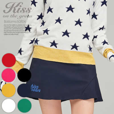 ゴルフ スカート 丈長め 無地 定番スカート / 裾ヘムフレア台形