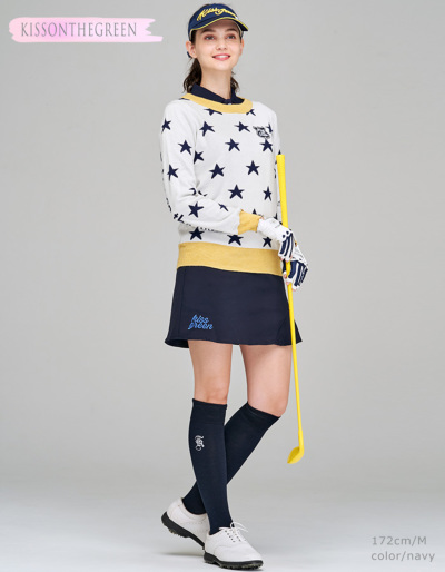 ゴルフ スカート 丈長め 無地 定番スカート / 裾ヘムフレア台形