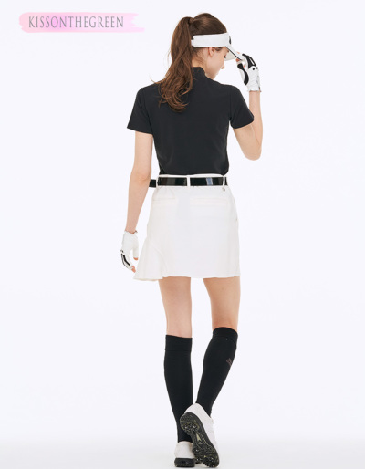ゴルフ スカート 丈長め 無地 定番スカート / 裾ヘムフレア台形 ゴルフ スカート 丈長め 無地 定番スカート / 裾ヘムフレア台形