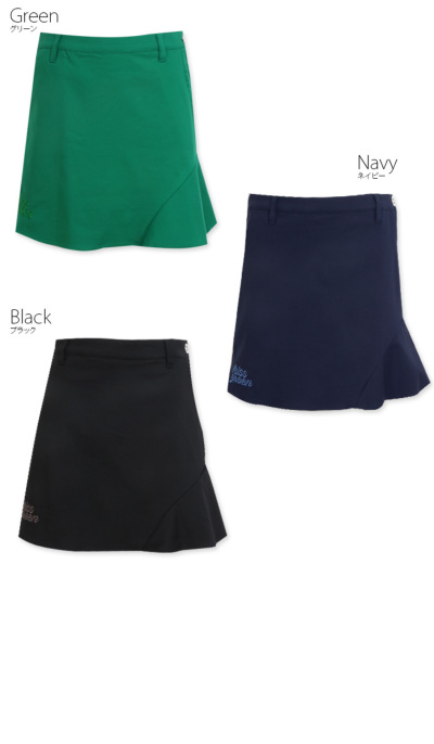 ゴルフ スカート 丈長め 無地 定番スカート / 裾ヘムフレア台形