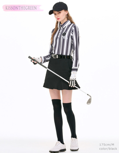 ゴルフ スカート 丈長め 無地 定番スカート / 裾ヘムフレア台形