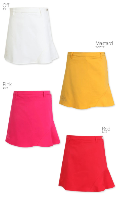 ゴルフ スカート 丈長め 無地 定番スカート / 裾ヘムフレア台形