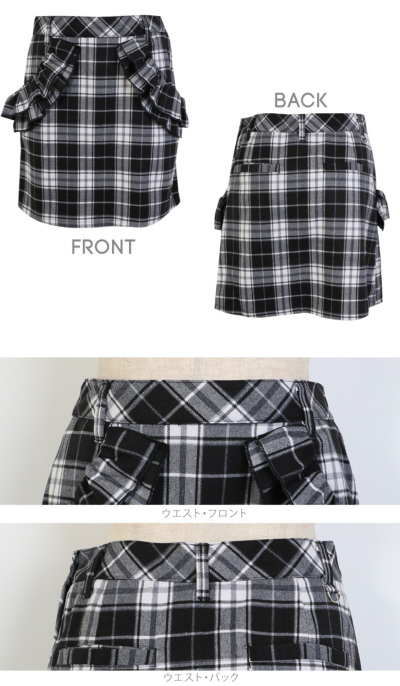 ゴルフウェア レディース スカート 丈長め チェック柄 定番 / チェック