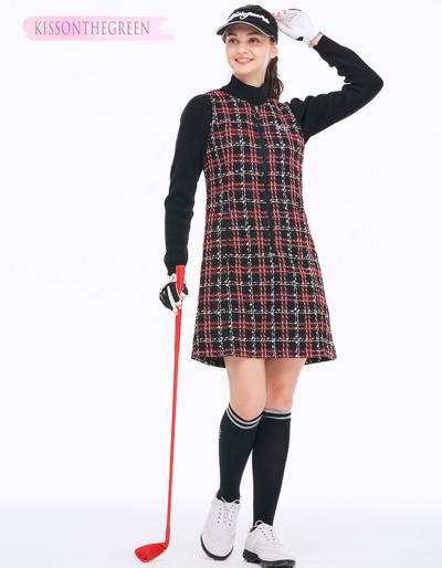 ゴルフ ワンピ レディース ゴルフウェア ワンピース チェック 柄