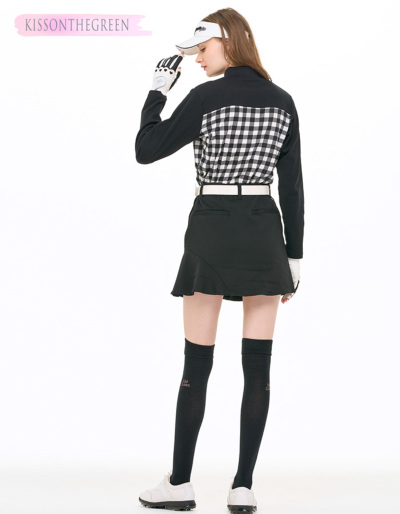 KJUS　チュース　黒チェック　レディースゴルフウェア　シャツ　半袖トップス　M 60915a-m-01-pl.jpg