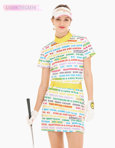 新品セットアップモックネックシャツスカートKISSONTHEGREEN ゴルフ KISS ON THE GREEN（キスオンザグリーン） ライン入りモックネック