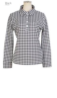 ゴルフウェア レディース 長袖 シャツ 千鳥 チドリ 柄 トップス / 千鳥