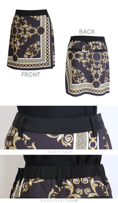 ゴルフウェア レディース ゴルフ 長袖 柄 スカーフ柄モックネック