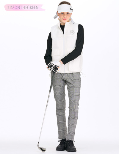 ゴルフウェア レディース アウター ベスト 無地 モノトーン ビッグ