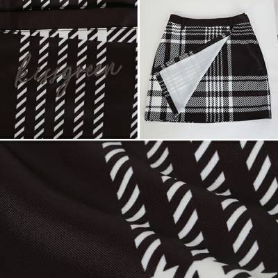 切り替えチェック柄モックネック＆スカート上下セット (スカート