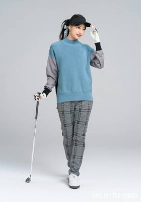 ゴルフウェア レディース モックネックニット 長袖 トップス カラー