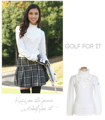 代引手数料&送料無料】上品レディの長袖フリルポロシャツ | ゴルフ