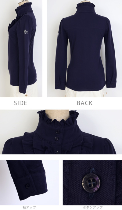 代引手数料&送料無料】上品レディの長袖フリルポロシャツ | ゴルフ