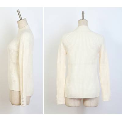 未使用 1PIU1UGUALE3 GOLF 3 ベージュ MOCK NECK KNIT LOGO RIB