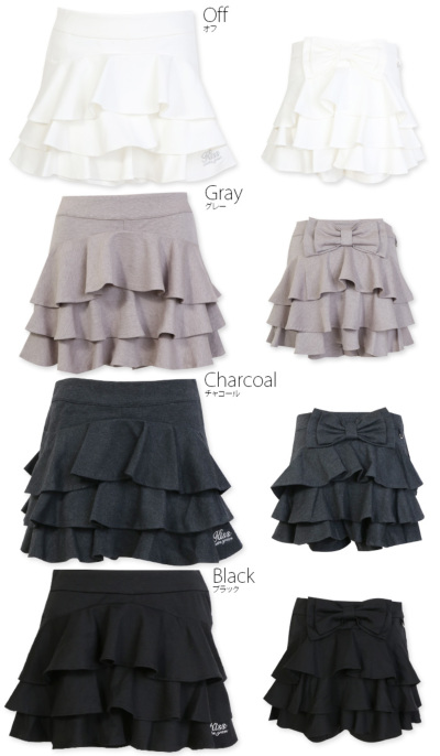 代引手数料&送料無料】リボンとフリルがキュートなフレアショート