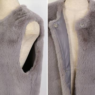 ゴルフウェア レディース アウター ベスト 無地 ファー素材 ビジュー