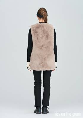 ゴルフウェア レディース アウター ベスト 無地 ファー素材 ビジュー