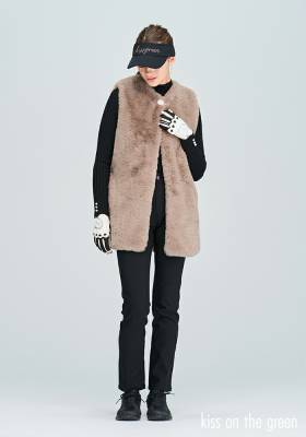 ゴルフ UTAA レディース アウター ファー ジャケット ベスト◇ホワイト WEB・一部店舗限定】ファーベストつきマルチウェイ中綿アウター(S(140