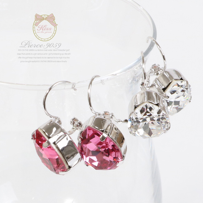 クリスタルカットドロップピアス(ゴルフウェア レディース