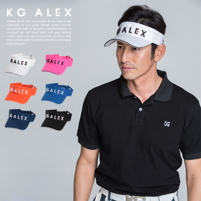代引手数料無料 Kg Alex ロゴ刺繍入りサンバイザー ゴルフウェア メンズ 全6色 フリーサイズ ゴルフウェア メンズ サンバイザー マジックテープ 春 夏 メンズウェア メンズ アクセサリー キスオンザグリーン